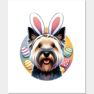 Skye Terrier with Bunny Ears Welcomes Easter Joy Posters and Art